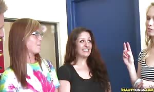 Small-tit hottie and huge-titted mom getting your mitts on payed a lot