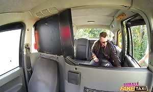 huge-chested mommy makes deep-throat blowjob for a informal dude on a back seat of female fake Taxi