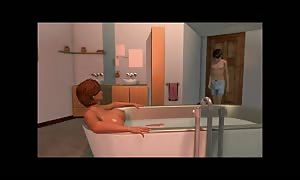 3D cartoon giant hooters mother penetrating in bath