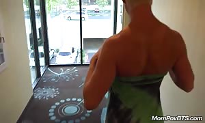 gigantic melon mom whacks his she dick in vehicle