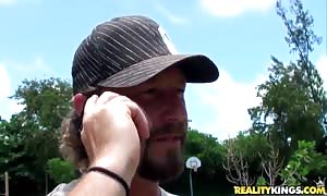 surprising mommy with vast titties will get slammed in the car